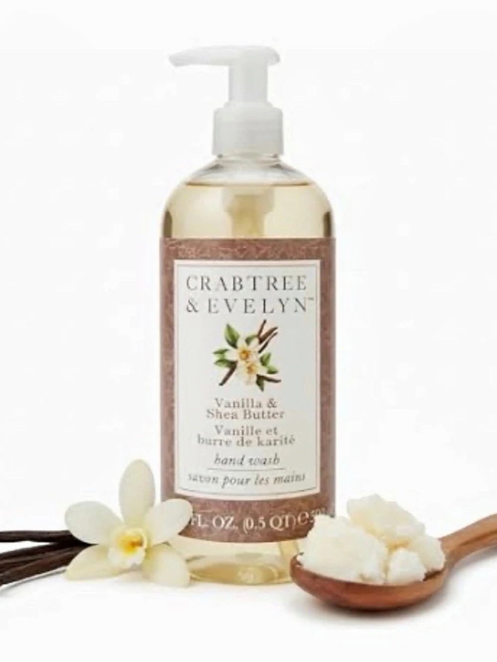 NEW Crabtree & Evelyn Vanilla & Shea Butter Hand Wash 16.9 oz/500 ml